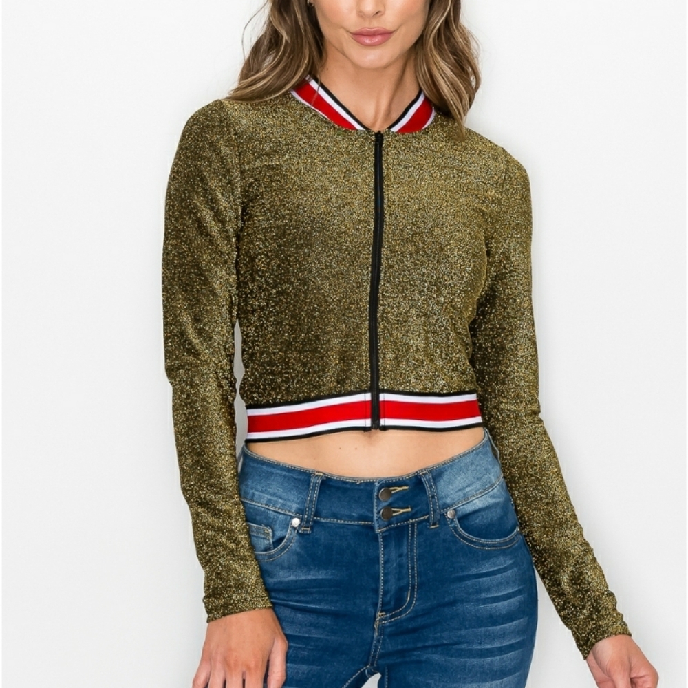 #10153A-2 Women’s Lurez Ziput Top,M,golden